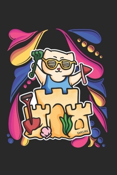 Beach Sandcastle Cat Notebook: Graph Paper Journal 6x9 - 120 Pages