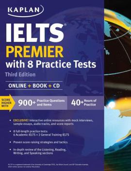 Paperback IELTS Premier with 8 Practice Tests: Online + Book + CD (Kaplan Test Prep) Book