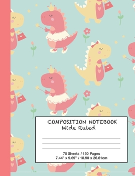 Paperback Composition Notebook: Dino Girl Wide Ruled Notebook for Kids Book