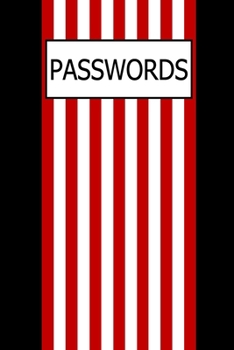 Paperback Passwords: Internet Password Logbook Large Print With Tabs - - Black Background With Red And White Cover Book