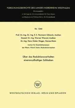 Paperback Über Das Reduktionsverhalten Eisenoxydhaltiger Schlacken [German] Book