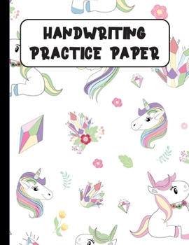 Handwriting Practice Paper: Handwriting Paper For Kids: ABC First writing  Blank Dotted Lined Sheets Notebook for K-3 Students ,120 pages, 8.5x11 (Christmas Unicorn Diamond design)