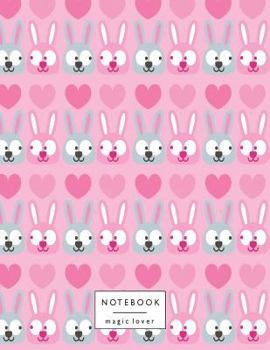 Paperback Notebook magic lover: Cute bunny on pink cover and Dot Graph Line Sketch pages, Extra large (8.5 x 11) inches, 110 pages, White paper, Sketc Book