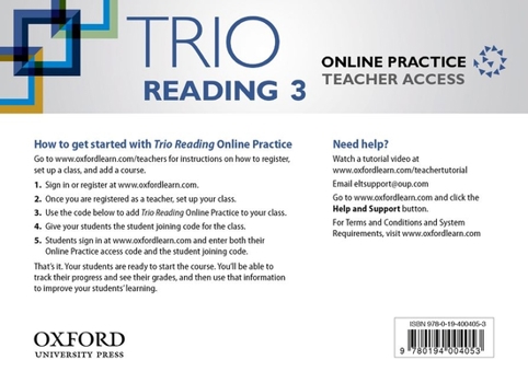 Paperback Trio Reading 3 Teacher Online Practice Access Code Card Book