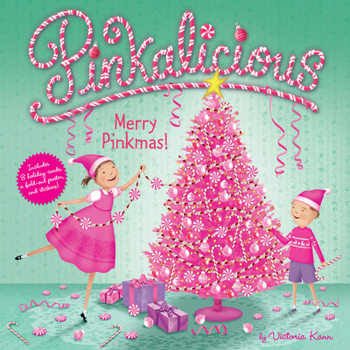 Hardcover Pinkalicious: Merry Pinkmas: A Christmas Holiday Book for Kids [With Stickers and 8 Holiday Cards and Fold Out Poster] Book