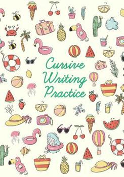 Cursive Writing Practice: Cute Summer Themed Notebook in Green with Dotted Midline Paper
