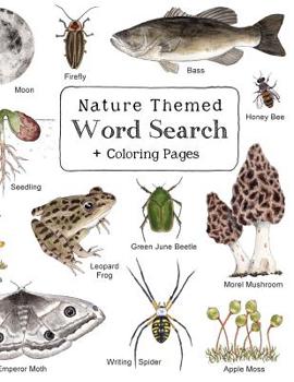 Paperback Nature Themed Word Search: Nature Inspired Word Search Book with 64 Puzzles and Bonus Coloring Pages for Kids ages 7 and Up [Large Print] Book