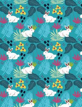 Paperback Little White Rabbit Hopping in Forrest Pattern Background Composition Book: College Ruled 7.44 X 9.69 Softcover Composition Book