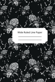 Scary Spider Theme Wide Ruled Line Paper