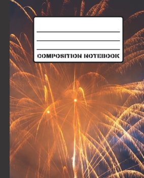 Composition Notebook: Firework Display Matte Cover 100 White Pages (50 Sheets) 7.5" x 9.25" College Ruled Line Paper With Left Margin