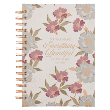 Christian Art Gifts Inspirational Journal, He Has Made Everything Beautiful Wide Ruled Notebook, Ecc. 3:11 Bible Verse, Pastel Florals, 192 Lined Pages w/scripture, (8.4” x 6.4” x 1”)