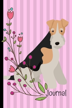 Paperback Journal: Gratitude Journal 6x9 100 Pages Wire Haired Fox Terrier Dog Pink Cover Book