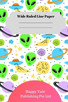 Cute Alien Theme Wide Ruled Line Paper