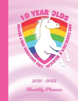 Monthly Planner: 10 Year Old 10th B-Day Pink 2 Year Organizer with Note Pages (24 Months) | Jan 2020 - Dec 2021 | Month Planning | I'm Ten Appointment ... | Plan Each Day, Set Goals & Get Stuff Done