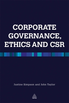 Paperback Corporate Governance Ethics and Csr Book