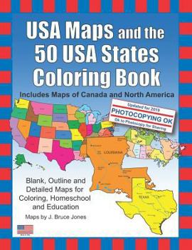 Paperback USA Maps and the 50 USA States Coloring Book: Includes Maps of Canada and North America Book