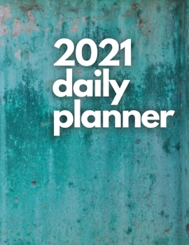 Paperback Large 2021 Daily Planner, Turquoise Edition: 12 Month Organizer, Agenda for 365 Days, One Page Per Day, Hourly Organizer Book for Daily Activities and Book