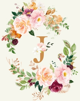 J: Initial Monogrammed Daily Planner; Undated Organizer for 12 months; Any year calendar with dot grid pages; Watercolor peonies flowers cover; Starts ... to Sunday; Schedule and Appointment tracker