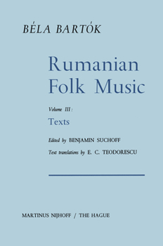 Hardcover Rumanian Folk Music: Texts Book