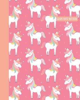 Graph Paper Notebook: Large 4x4 Blank Quadrille Ruled Squared Grid Pages Journal | Fun Unicorn Pattern Cover Design in Pink
