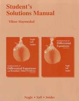 Paperback Student's Solutions Manual for Fundamentals of Differential Equations 8e and Fundamentals of Differential Equations and Boundary Value Problems 6e Book