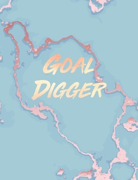 Goal Digger: Inspirational Quote Bullet Journal, Soft Blue Marble and Gold | 8.5 x 11, 120 Dot Grid Pages
