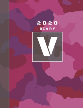 Paperback Personalised 2020 Diary Week To View Planner: A4 Letter V Pink Camo Camouflage Organiser And Planner For The Year Ahead, School, Business, Office, Wor Book