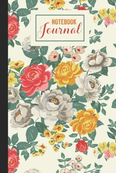 Red and Yellow Floral Fantasy Notebook Journal: Floral College Ruled Composition Book
