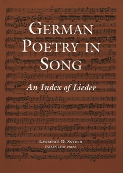 Hardcover German Poetry in Song: An Index of Lieder [With Paperback Book] Book