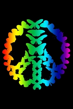 Notebook: Peace Sign Butterflies 60's Retro Gift Rainbow 70s Hippie Black Lined Journal Writing Diary - 120 Pages 6 x 9
