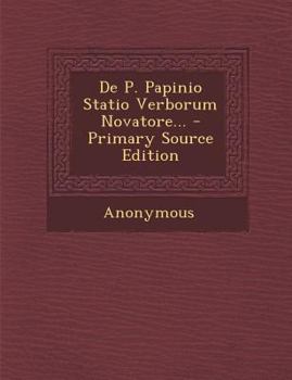 Paperback de P. Papinio Statio Verborum Novatore... [Latin] Book