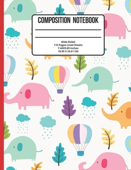 Paperback Composition Notebook Wide Ruled: Elephant 110 Pages Book