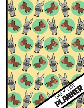 DAILY LIST PLANNER: Super Cute Donkey Yellow Pattern Novelty Tasks Gift - Donkey Daily List Planner for Kids, Children, Boys and Girls