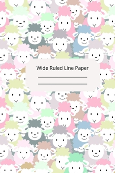 Cute Baby Sheep Theme Wide Ruled Line Paper