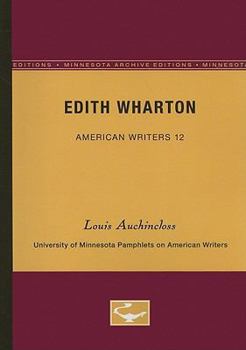 Paperback Edith Wharton - American Writers 12: University of Minnesota Pamphlets on American Writers Book