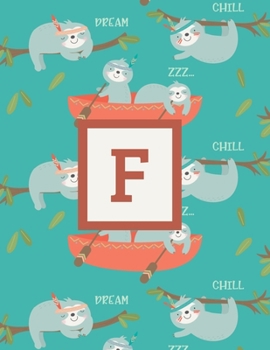 F: Letter Cute Sloth Animal Monogrammed 2020 Weekly Planner - January 2020 - December 2020 (8.5"x11")