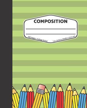Paperback Composition: Green With Pencils - College Ruled Composition Notebook Book