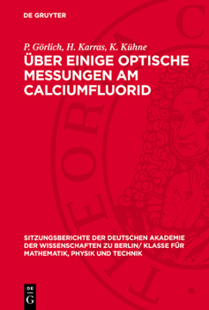 Hardcover Über Einige Optische Messungen Am Calciumfluorid [German] Book