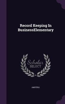 Hardcover Record Keeping In BusinessElementary Book