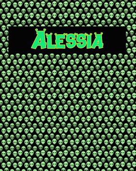Paperback 120 Page Handwriting Practice Book with Green Alien Cover Alessia: Primary Grades Handwriting Book