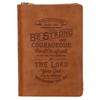 Imitation Leather Journal Classic Zip Be Strong & Courageous Joshua 1:9 Book