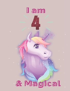 Unicorn SketchBook: I Am 4 & Magical With Unicorn Inside More Space for Sketching and Drawing and Writing Journal for Kids and Girls Marble Size 8.5in x 11in with 110 Pages