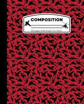 Paperback Composition: Airplane Jet Pilot Red and Black Marble Composition Notebook for Boys or Girls. Plane Helicopter Wide Ruled Book 7.5 x Book