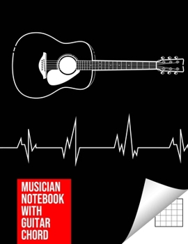 Paperback Musician Notebook with Guitar Chord - Guitar/Bass Fretboard Paper Cool Bassist Gift For A Bass Player Notebook guitar chords in Black color Cover Book