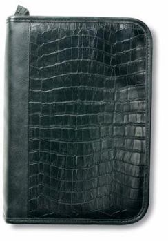 Leather Bound Alligator Bible Cover, Organizer, Zippered, Leather Look, Black, Extra Large Book