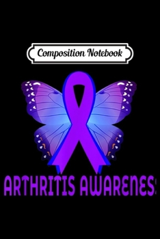 Paperback Composition Notebook: Butterfly Purple Blue Ribbon Arthritis Awareness Journal/Notebook Blank Lined Ruled 6x9 100 Pages Book