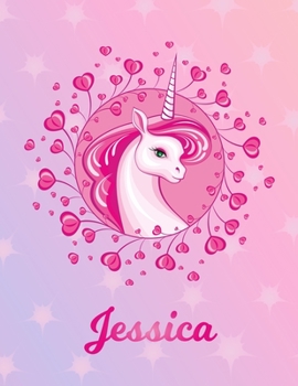 Jessica: Jessica Magical Unicorn Horse Large Blank Pre-K Primary Draw & Write Storybook Paper | Personalized Letter J Initial Custom First Name Cover ... | Use imagination, create tales, be creative