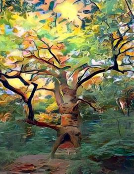 Paperback Notebook: Tree Painting Graphic 8.5 X 11 202 Lined Pages Notebook Book