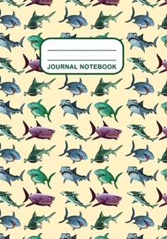 Paperback Journal Notebook: Journal, Notebook, Or Diary - Sharks Pattern Cover Design - 120 Blank Lined Pages - 7" X 10" - Matte Finished Soft Cov Book