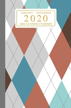 Paperback January - December 2020 Daily & Weekly Planner: Mini Calendar; Blue & Brown Argyle Pattern Book